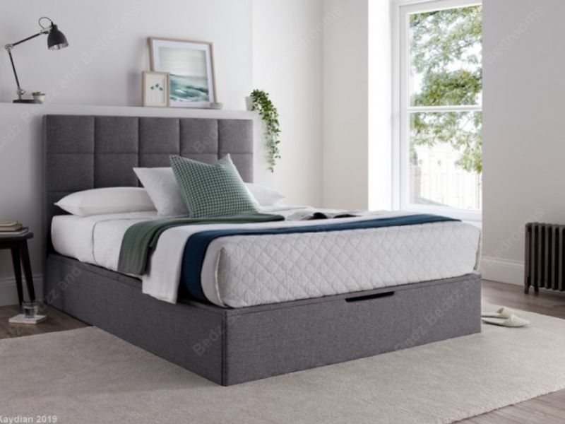 Kaydian Whitburn 5ft Kingsize Mid Grey Fabric Ottoman Storage Bed