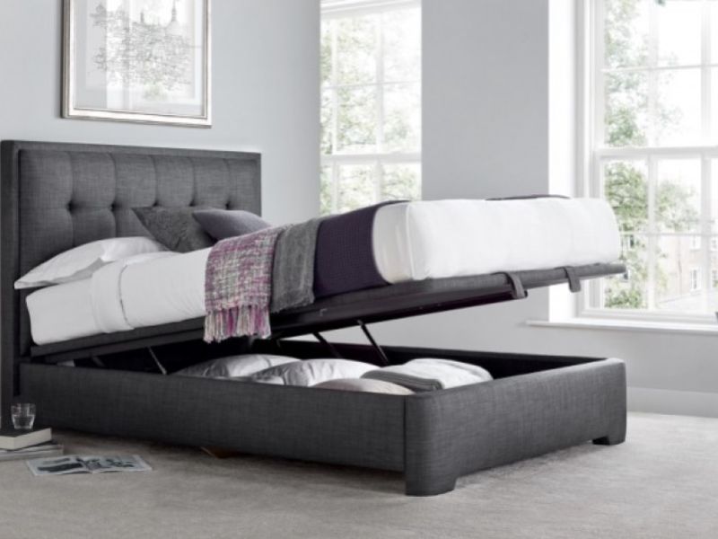 Kaydian Falstone 5ft Kingsize Slate Grey Fabric Ottoman Storage Bed