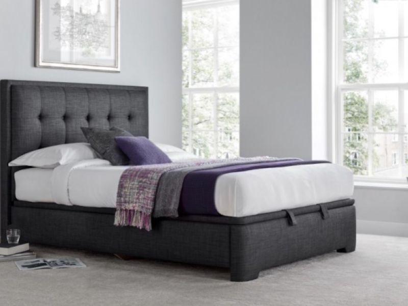 Kaydian Falstone 4ft6 Double Slate Grey Fabric Ottoman Storage Bed