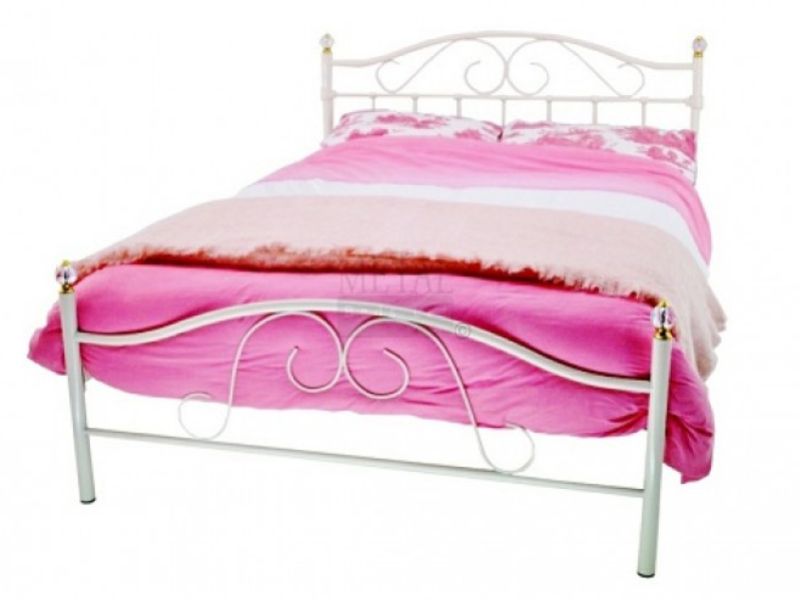 Metal Beds Sussex 4ft (120cm) Small Double Crystal White Metal Bed Frame