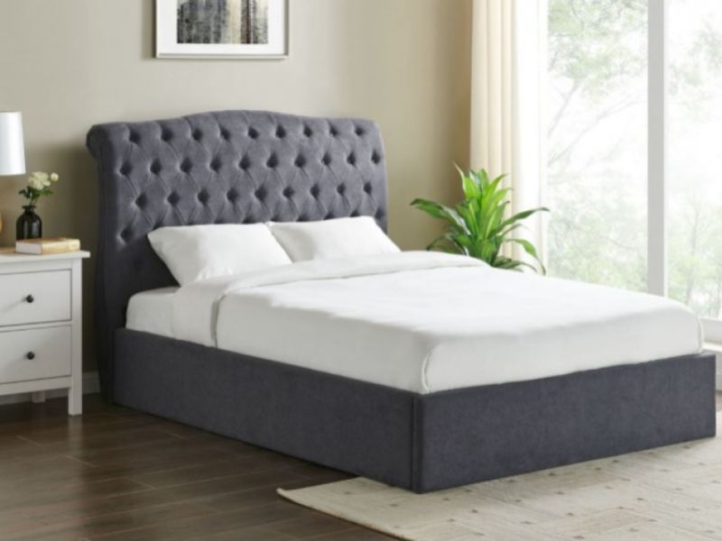 Limelight Rosa 4ft6 Double Dark Grey Fabric Ottoman Bed Frame