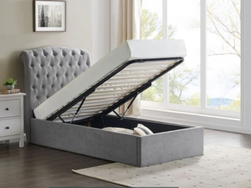 Limelight Rosa 3ft Single Light Grey Fabric Ottoman Bed Frame