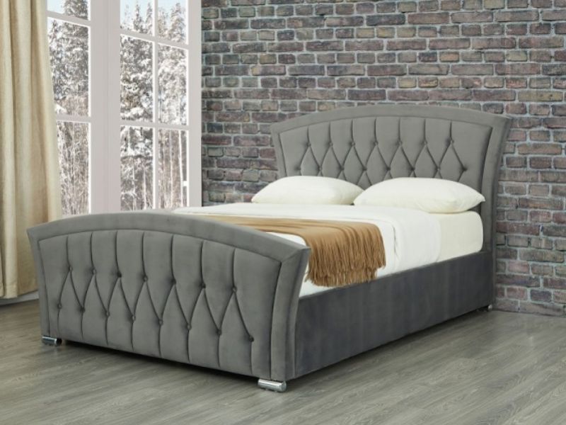 Sweet Dreams Leigh 4ft6 Double Grey Fabric Ottoman Bed Frame