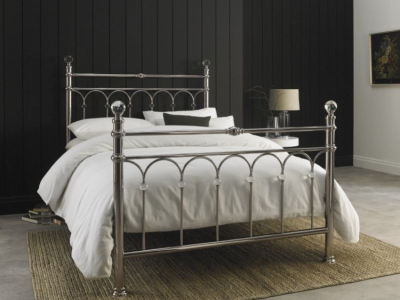 Bentley Designs Krystal 5ft Kingsize Shiny Nickel Metal Bed Frame