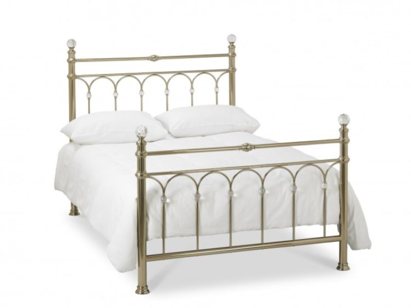 STORE CLEARANCE Bentley Designs Krystal 5ft Kingsize Champagne Brass Finish Metal Bed Frame