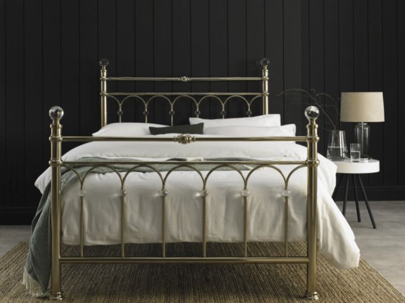 STORE CLEARANCE Bentley Designs Krystal 5ft Kingsize Champagne Brass Finish Metal Bed Frame