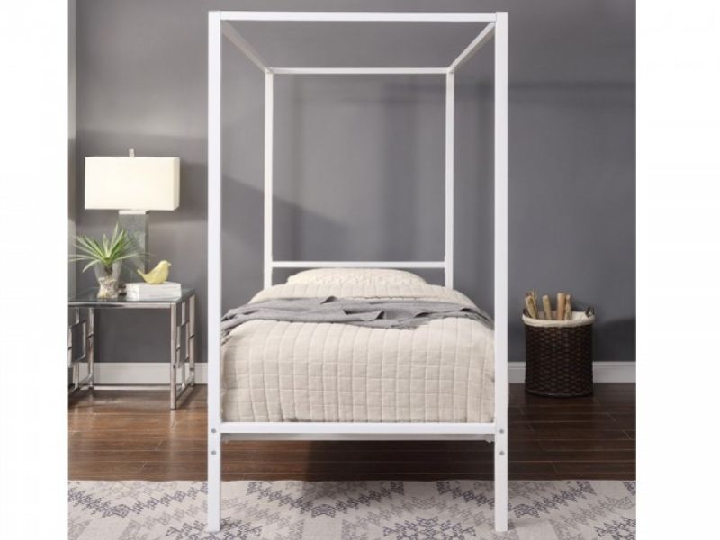 Sleep Design Chalfont 3ft Single White Metal 4 Poster Bed Frame