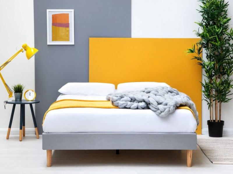 Sleep Design Edworth 4ft6 Double Grey Fabric Platform Bed Frame