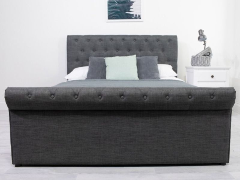 Flair Furnishings Lola 4ft6 Double Dark Grey Fabric Ottoman Bed Frame