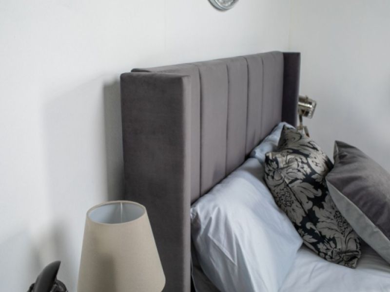 Flair Furnishings Varee 5ft Kingsize Grey Velvet Fabric Bed Frame