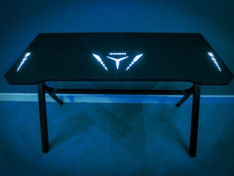 Flair Furnishings Power D Glass Top LED Gaming Desk