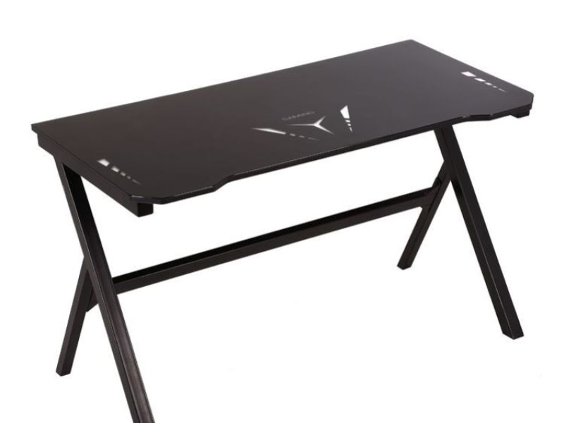 Flair Furnishings Power D Glass Top LED Gaming Desk