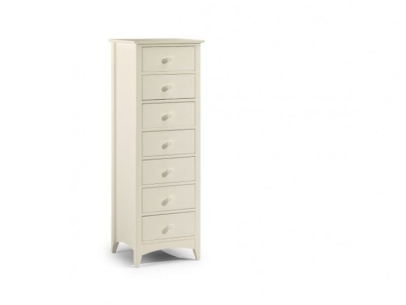 Julian Bowen Cameo Stone White 7 Drawer Narrow Chest