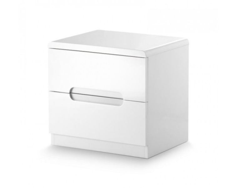 Julian Bowen Manhattan White Gloss 2 Drawer Nightstand