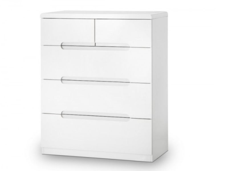 Julian Bowen Manhattan White Gloss 3 plus 2 Drawer Chest