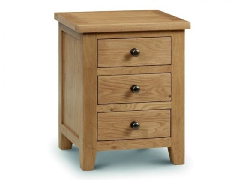 Julian Bowen Marlborough American Oak 3 Drawer Bedside Cabinet