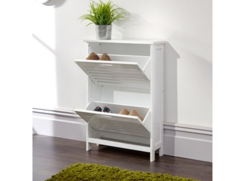 GFW Bergen Two Tier Shoe Cabinet in White