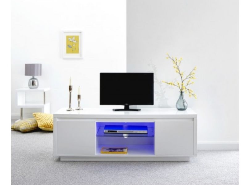 GFW Polar White Gloss LED Large TV Unit