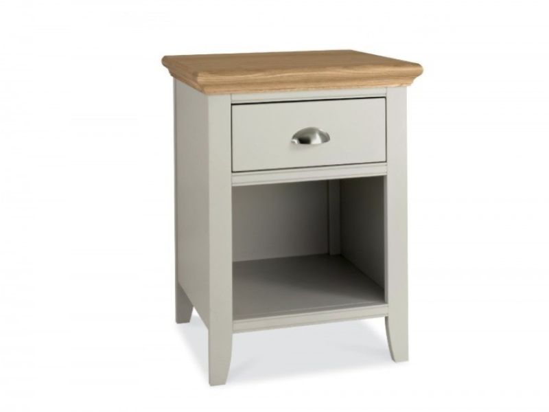 Bentley Designs Hampstead Soft Grey And Oak 1 Drawer Nightstand