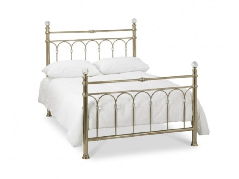 STORE CLEARANCE Bentley Designs Krystal 5ft Kingsize Champagne Brass Finish Metal Bed Frame