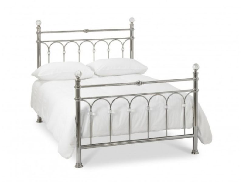 Bentley Designs Krystal 5ft Kingsize Shiny Nickel Metal Bed Frame