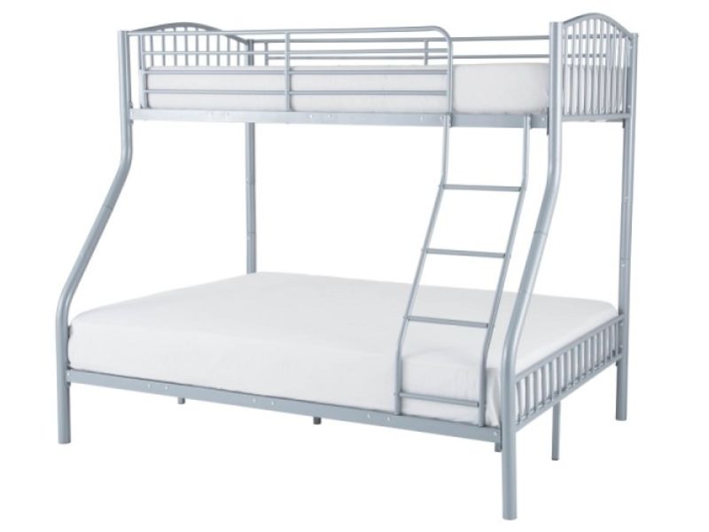 Serene Oslo Triple Sleeper Silver Metal Bunk Bed