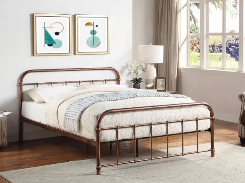 Sleep Design Henley 5ft Kingsize Metal Bed Frame In Antique Copper