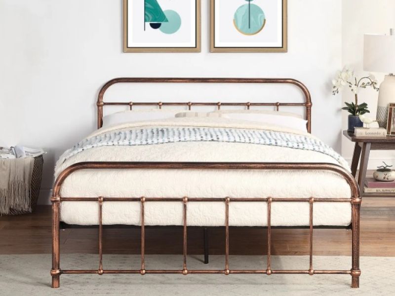 Sleep Design Henley 5ft Kingsize Metal Bed Frame In Antique Copper