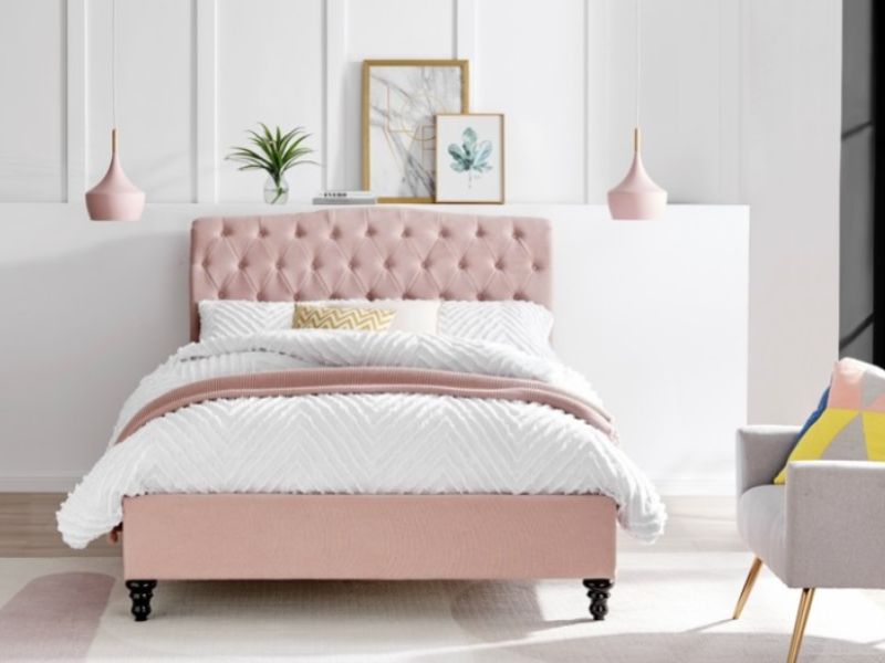 Limelight Rosa 4ft6 Double Pink Fabric Bed Frame