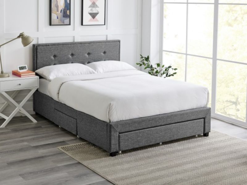 Limelight Florence 4ft6 Double Grey Fabric Bed Frame With Drawers