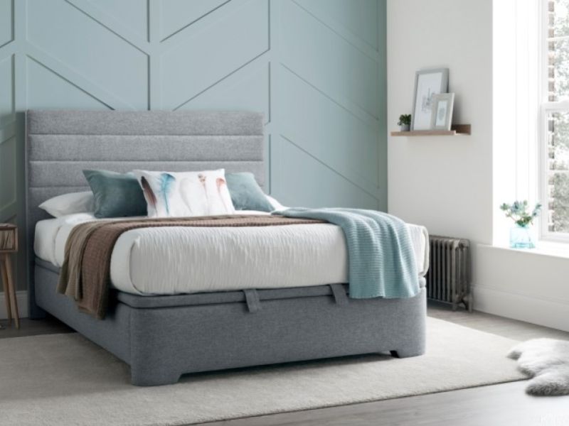 Kaydian Appleby 5ft Kingsize Marbella Grey Fabric Ottoman Storage Bed