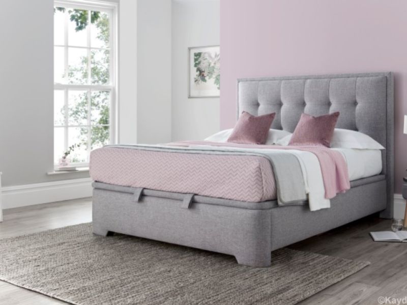 Kaydian Falstone 5ft Kingsize Marbella Grey Fabric Ottoman Storage Bed
