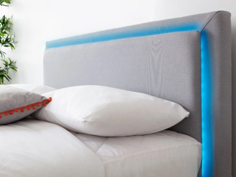 Sleep Design Ludlow 4ft Small Double Light Grey Linen Bed Frame With LED Lights