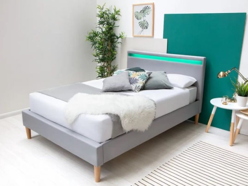 Sleep Design Wentworth 4ft small Double Grey Fabric Bed Frame