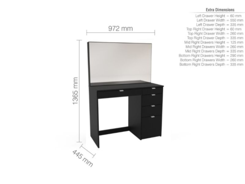 Birlea Ava Black Dressing Table With Mirror