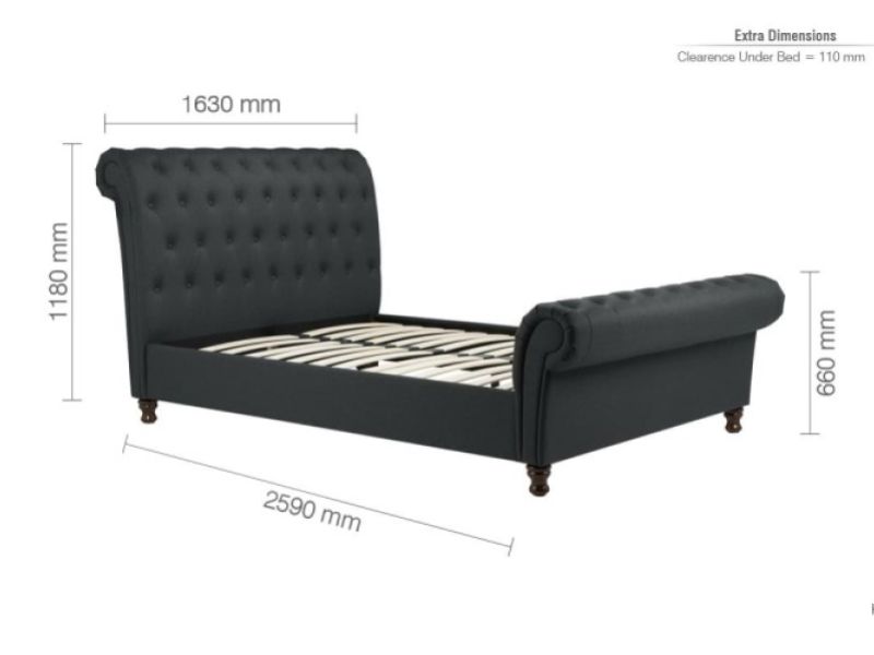 Birlea Castello 5ft Kingsize Charcoal Fabric Bed Frame