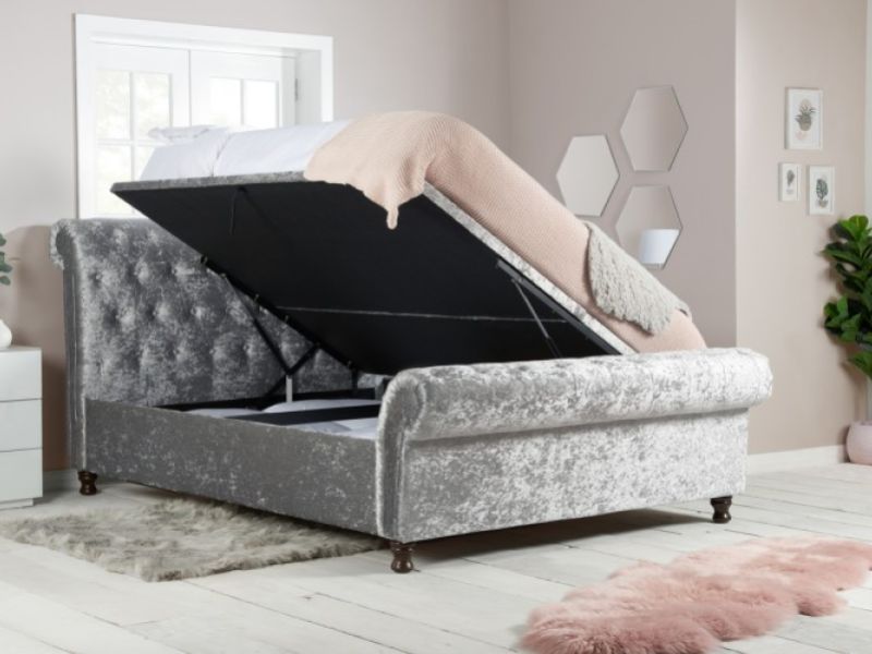 Birlea Castello 6ft Super Kingsize Steel Crushed Velvet Fabric Ottoman Bed Frame