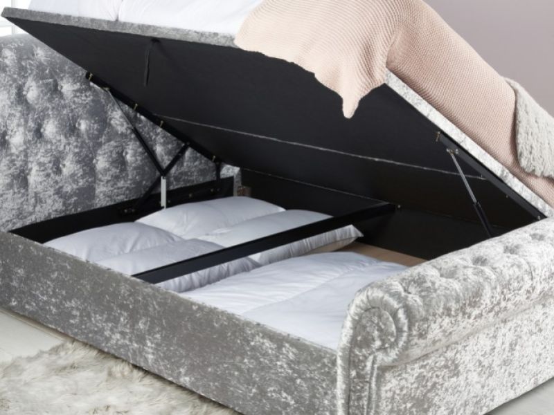 Birlea Castello 6ft Super Kingsize Steel Crushed Velvet Fabric Ottoman Bed Frame