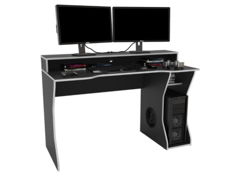 Birlea Enzo Black And Silver Gaming Desk