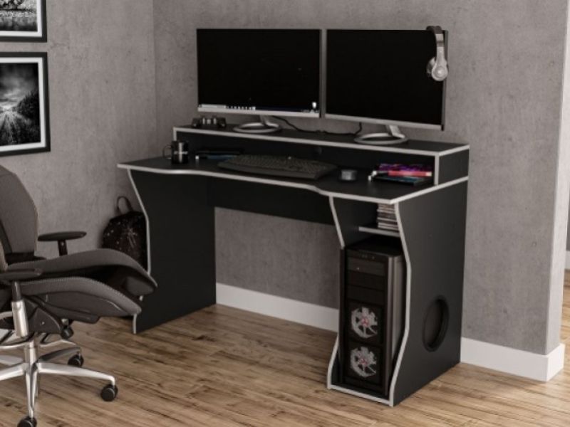 Birlea Enzo Black And Silver Gaming Desk