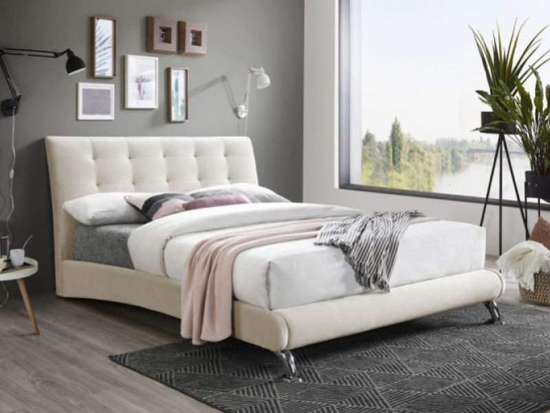 Birlea Hemlock 5ft Kingsize Warm Stone Fabric Bed Frame