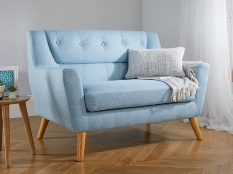 Birlea Lambeth 2 Seater Sofa In Duck Egg Blue Fabric