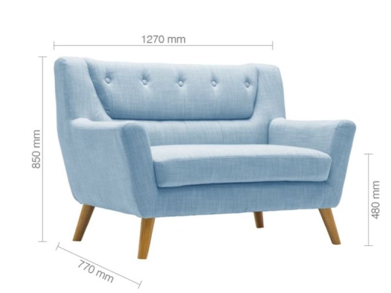 Birlea Lambeth 2 Seater Sofa In Duck Egg Blue Fabric