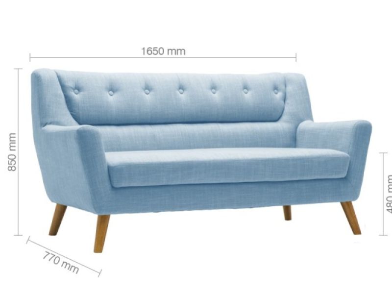 Birlea Lambeth 3 Seater Sofa In Duck Egg Blue Fabric