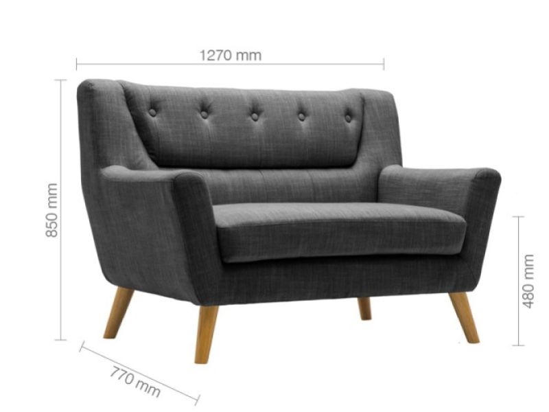 Birlea Lambeth 2 Seater Sofa In Grey Fabric