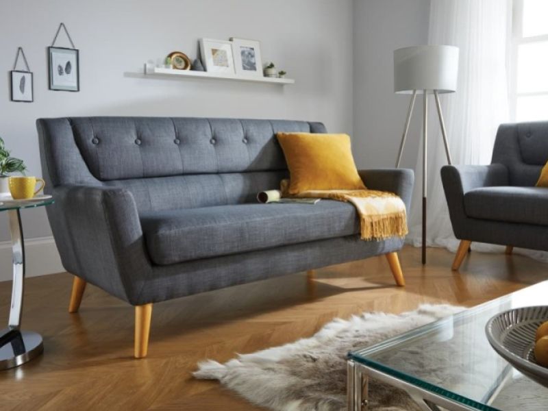 Birlea Lambeth 3 Seater Sofa In Grey Fabric