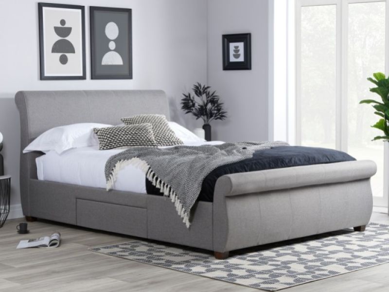 Birlea Lancaster 5ft Kingsize Grey Fabric Bed Frame With Drawers