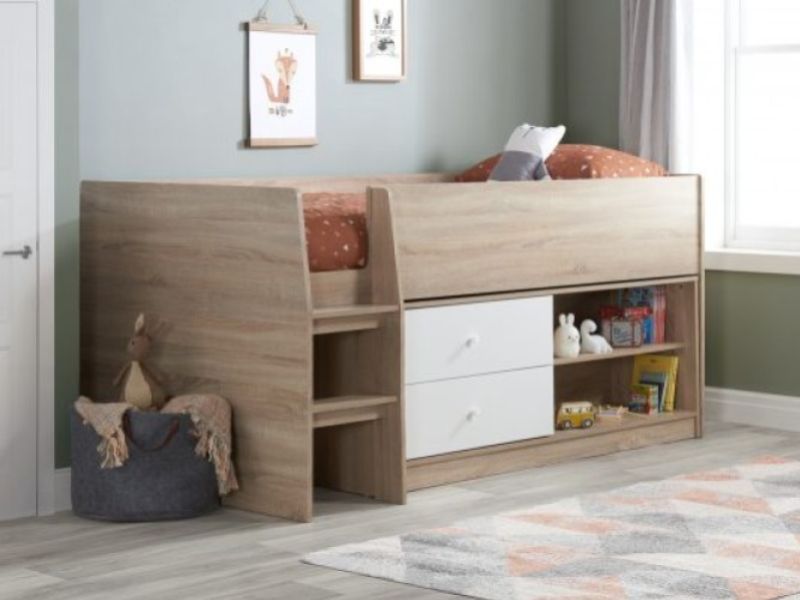 Birlea Leyton 3ft Single White And Oak Finish Cabin Bed