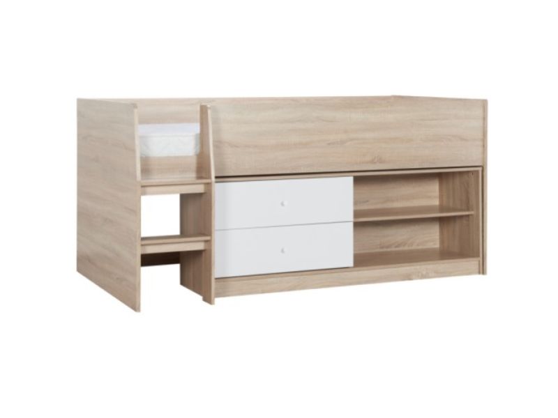 Birlea Leyton 3ft Single White And Oak Finish Cabin Bed