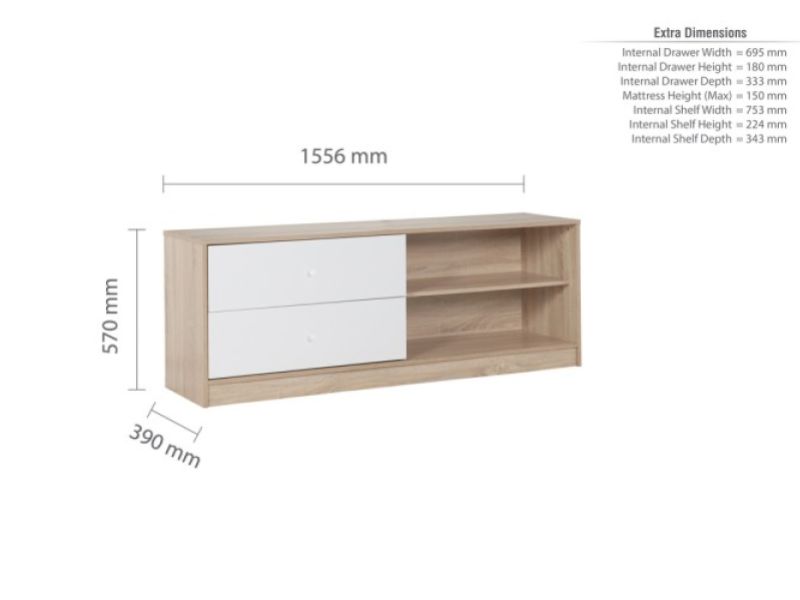 Birlea Leyton 3ft Single White And Oak Finish Cabin Bed